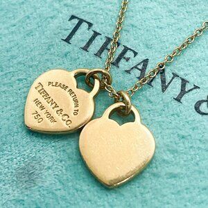 Tiffany & Co. Return to Tiffany 18k Rose Gold Double Mini Heart Necklace 16"